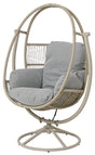 Wicker chair shaped like an egg. This is the gray option.