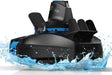 Cordless robotic pool vacuum. Body is black with hints of blue.