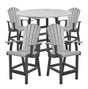 A two-tone light gray and dark gray counter height pub table with four armchairs