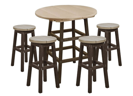 Four backless pub stools and a pub table