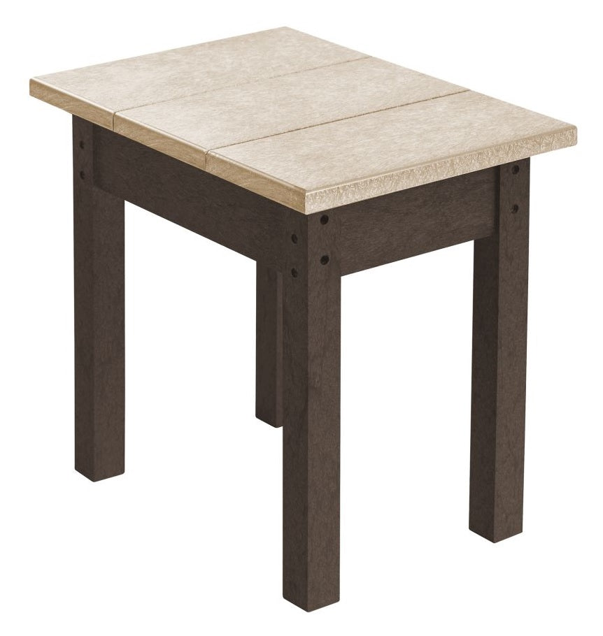 A brown and tan end table