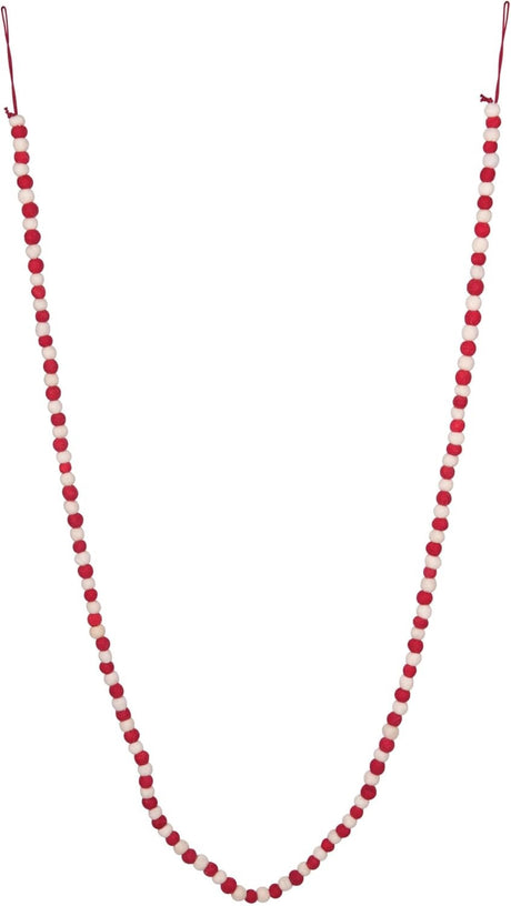 Garland made out of red and white felt balls.