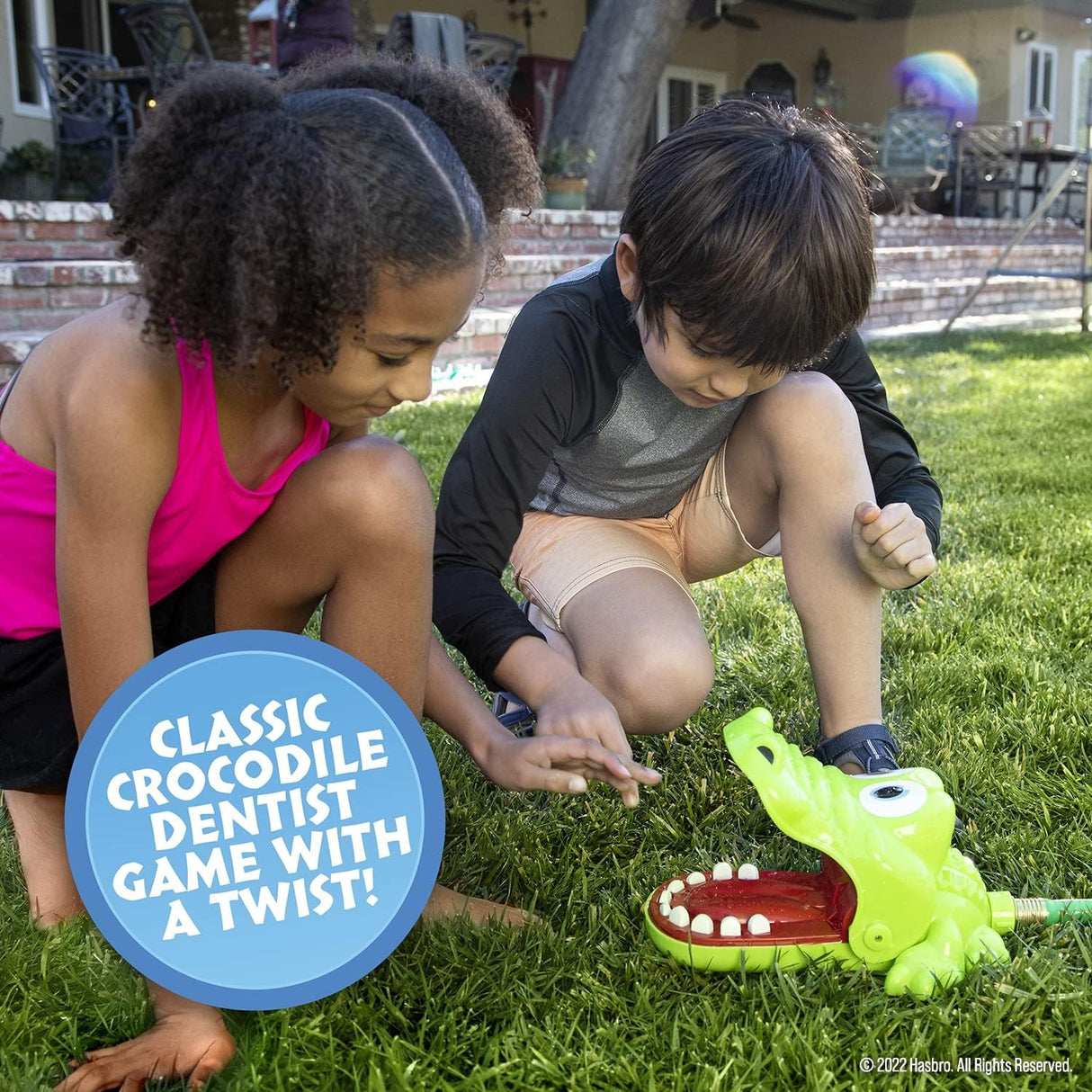 A game where you choose a tooth and press down with your finger. But if the crocodile snaps down, you get chomped AND soaked!