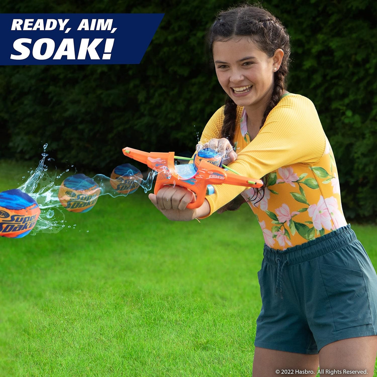 Dunk a Storm Ball in water until filled, place your ball in the rocket, pull back the band and launch at the competition!