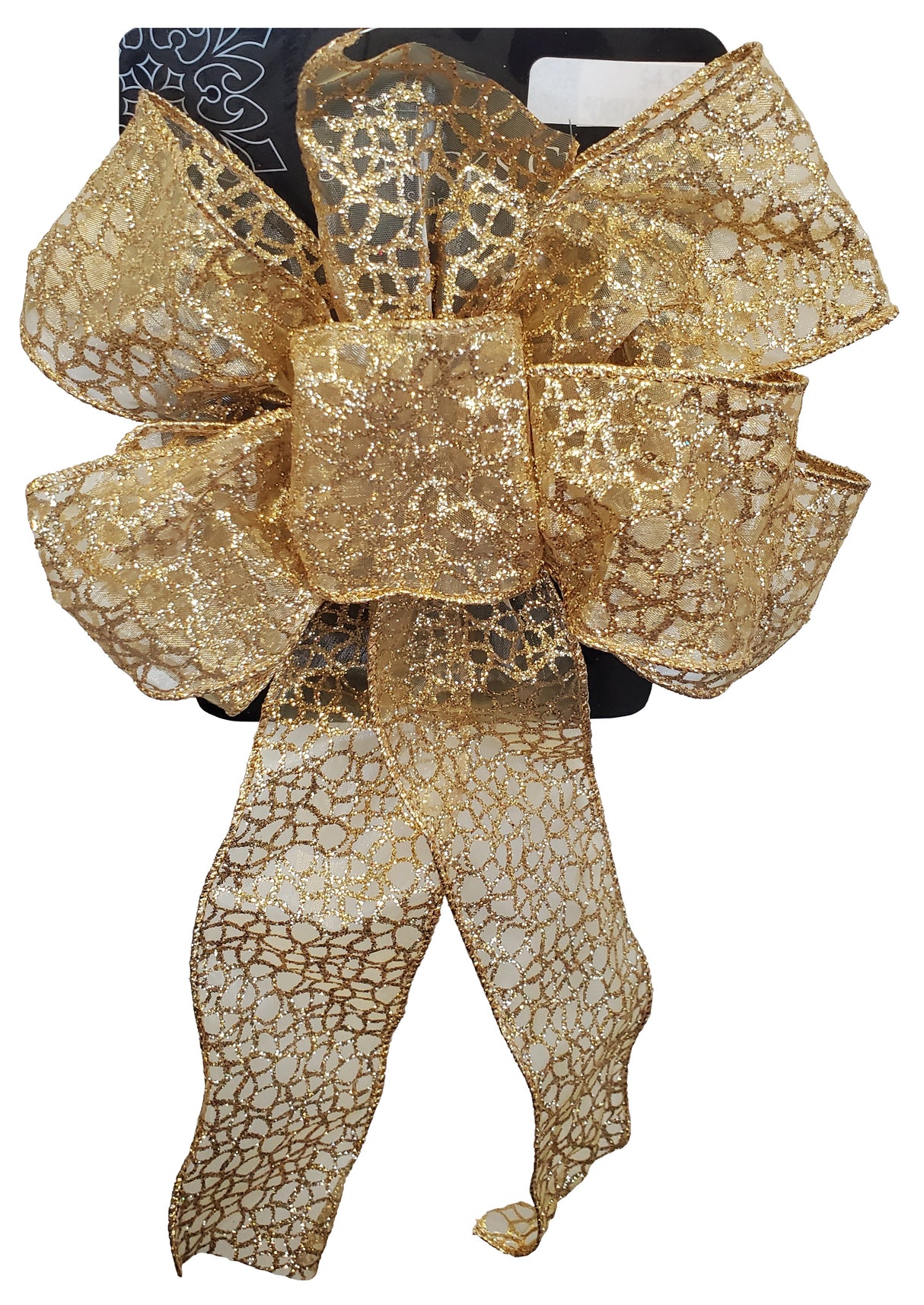 This image shows the gold sheer ribbon on a white background.