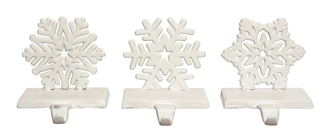 Stocking holder shaped like a snowflake. There are three different options.