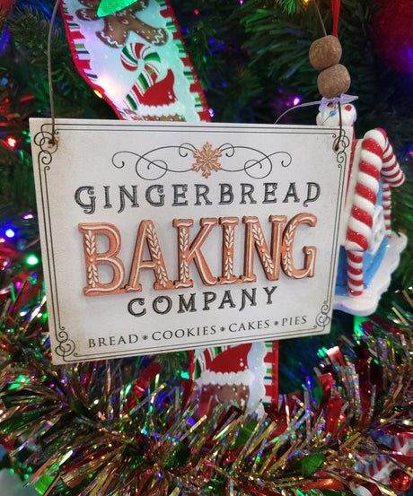 5" Wooden Gingerbread Sign Christmas Ornament