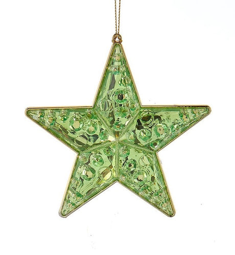 Ornament shaped like a star. There are two color options: red or apple green.