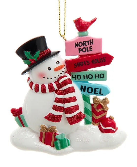 3.5" Snowman North Pole Sign Ornament for Personalization