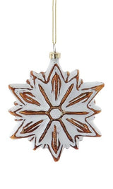 Distressed White & Gold Glass Snowflake Ornament