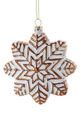 Distressed White & Gold Glass Snowflake Ornament