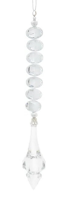 Dangling gemstone ornaments.