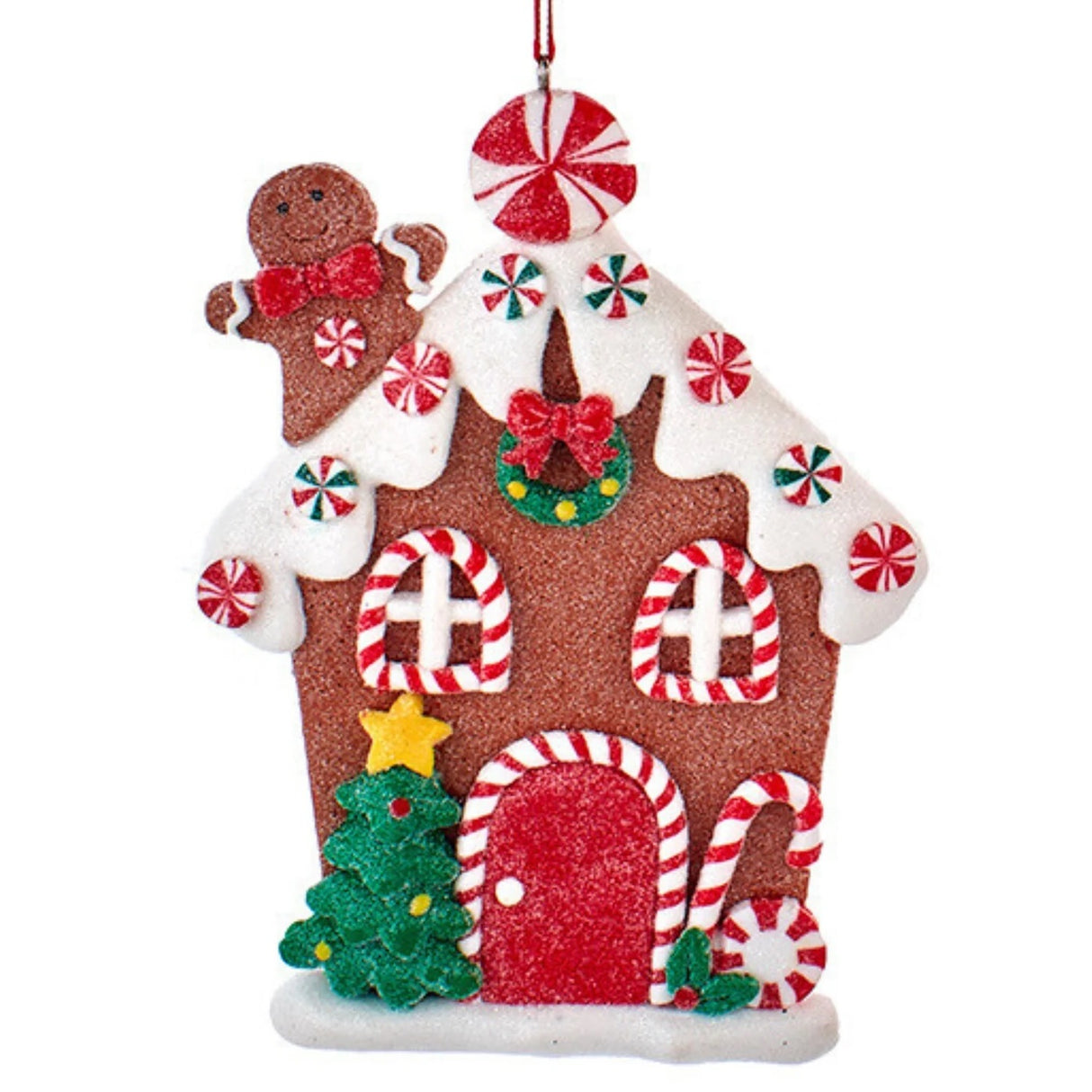 5" Glittered Gingerbread House Ornament