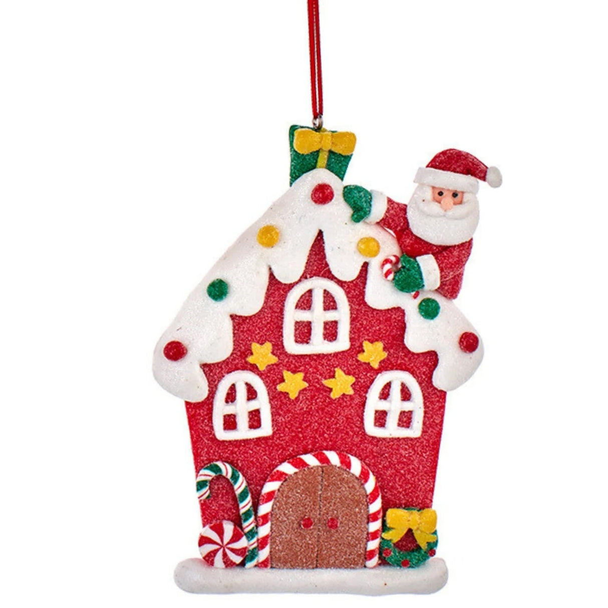 5" Glittered Gingerbread House Ornament