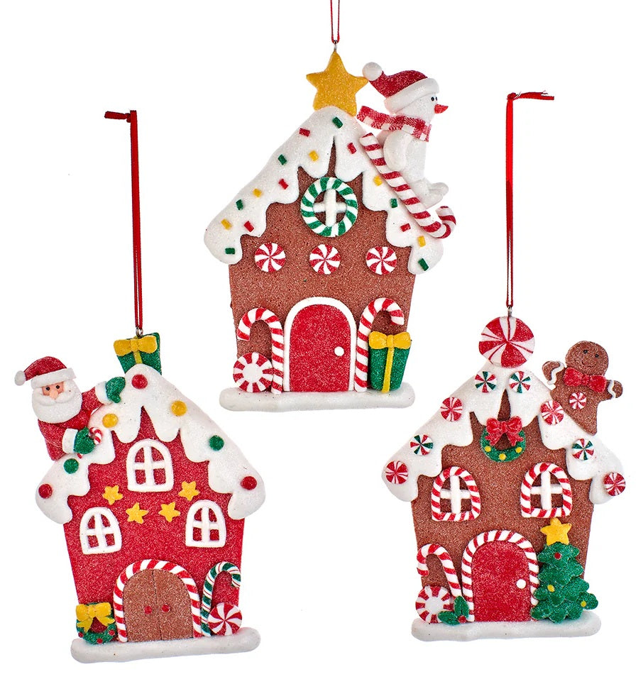 5" Glittered Gingerbread House Ornament