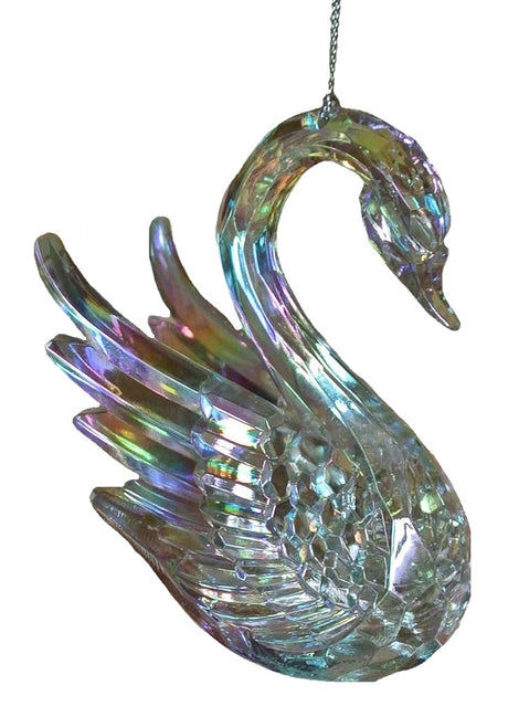 Opalescent swan ornament.
