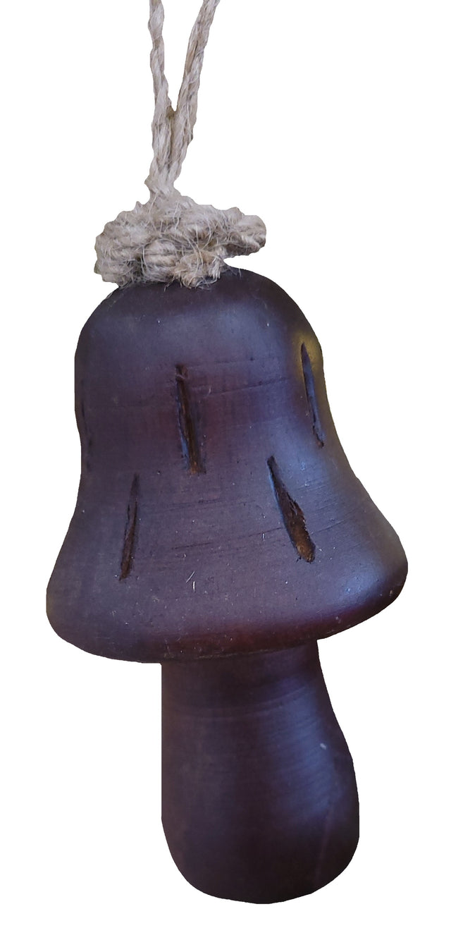 This image shows the dark brown colored mushroom ornament on a white background.
