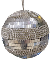4" Silver Mosaic Ball Ornament with Jewels