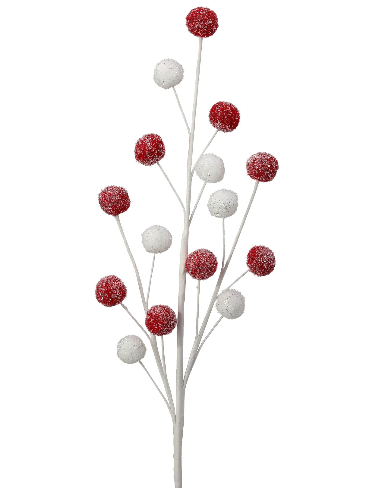Red & White Glitter Pompom Spray