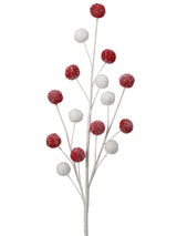 Red & White Glitter Pompom Spray