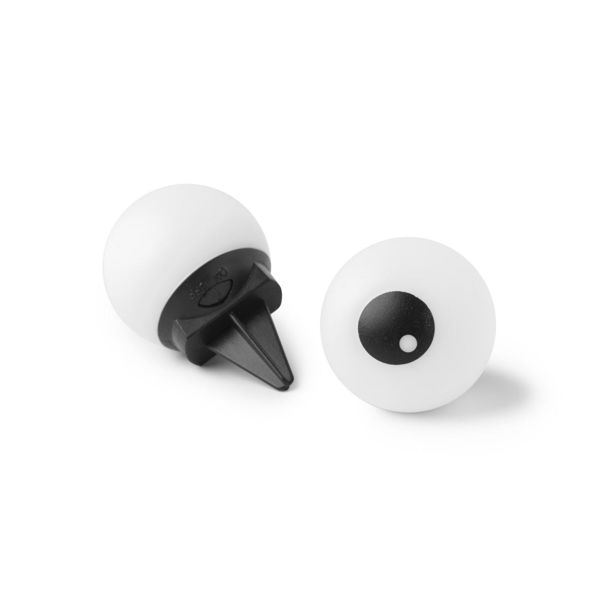This image shows the normal eyeballs and their rounded stakes. You simply push the eyeball stake into the pumpkin to make it look like the pumpkin has eyeballs.