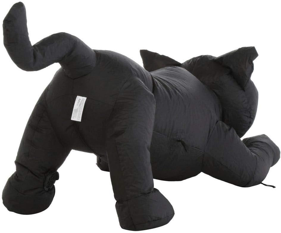 Halloween inflatable shaped like a black cat ready to pounce.