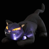 Halloween inflatable shaped like a black cat ready to pounce.