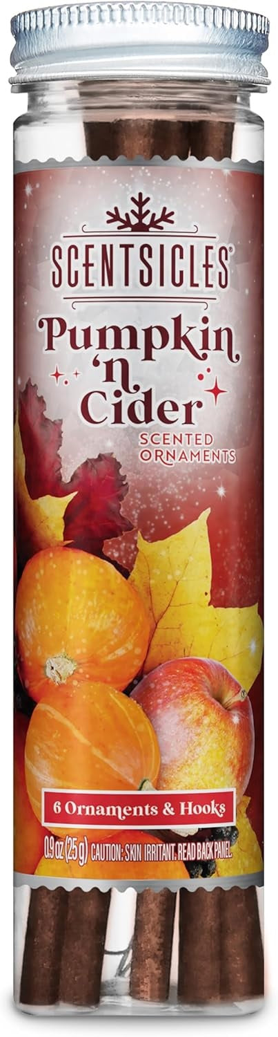 Fragrance-Infused Paper Sticks. Set of 6 scented ornaments that smell like Pumpkin and Cider.