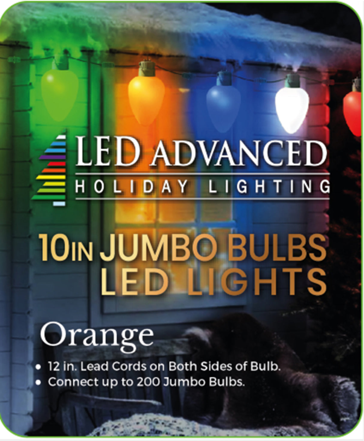 Orange jumbo LED light bulb.