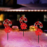 16" Hi-Vibrant LED Candy Cane with Bow Christmas Decoration