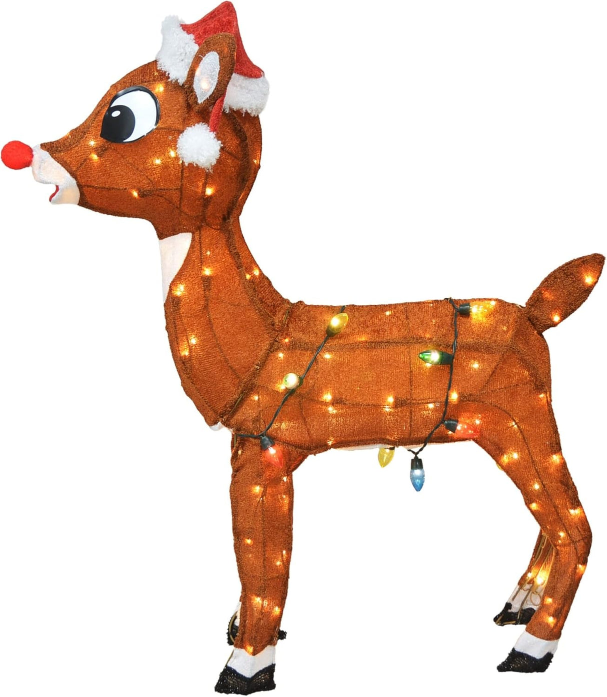 This image shows the Rudolph yard art from the side.