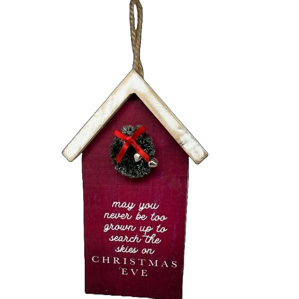 6" Vintage Wooden Holiday Sign Ornament