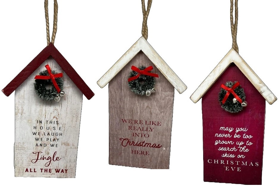 6" Vintage Wooden Holiday Sign Ornament
