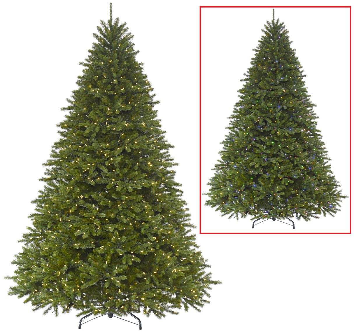 Artificial tree pre-lit with dual lights. Lights change from clear to multi-colored.