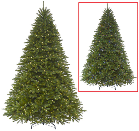 Artificial tree pre-lit with dual lights. Lights change from clear to multi-colored.