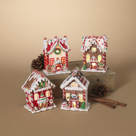 Decorative piece designed to look like a gingerbread covered in candies and frosting.