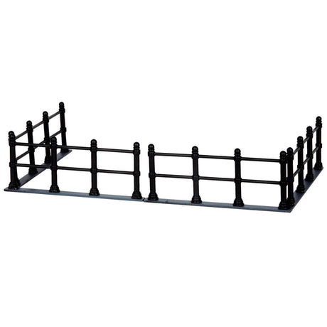 Plastic village accessory for a Lemax display. Designed to look like a black, metal fence.