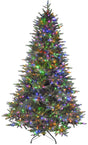 Artificial tree pre-lit with multi-colored, starry LED lights.
