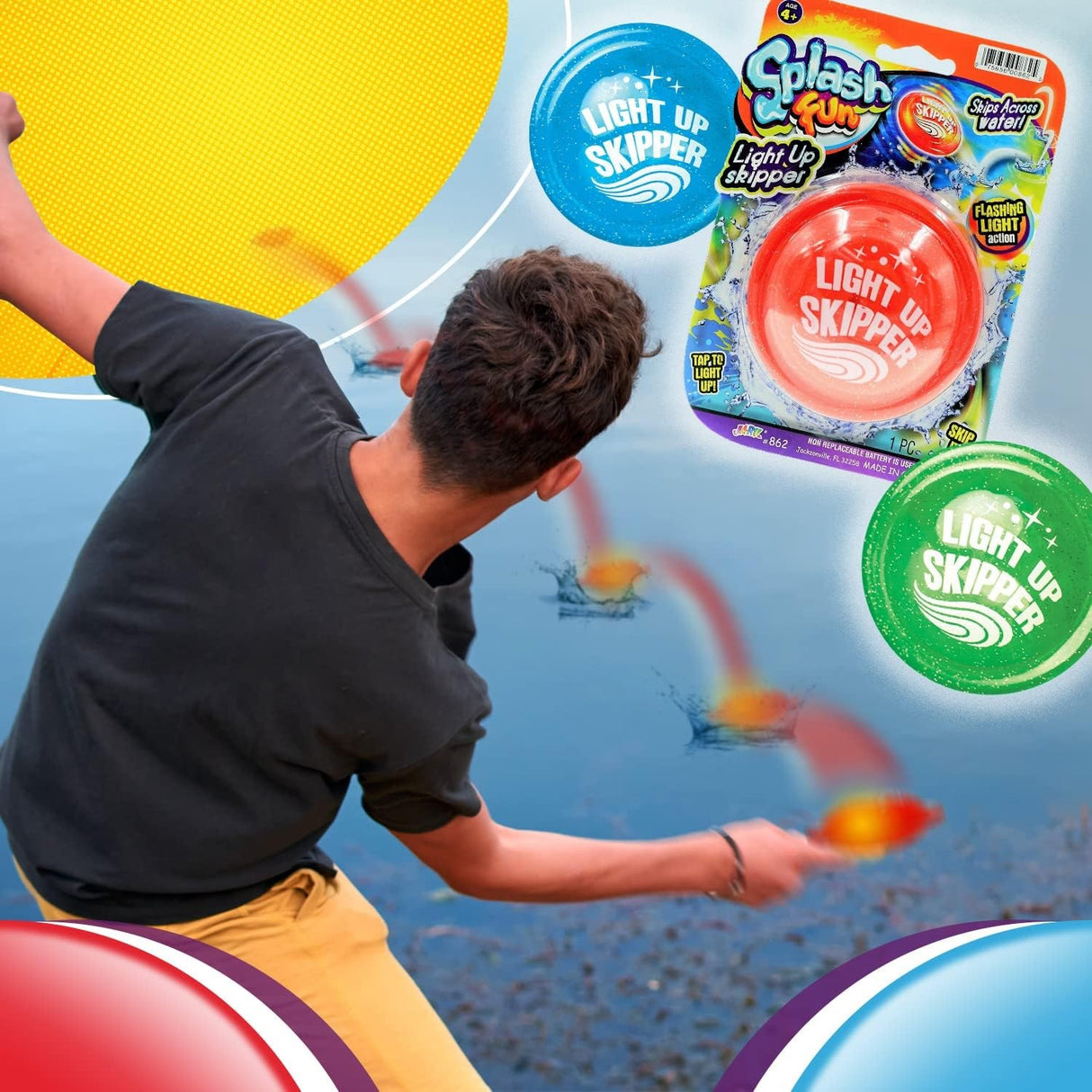 Splash Fun Light Up Water Skipper Disc Toy