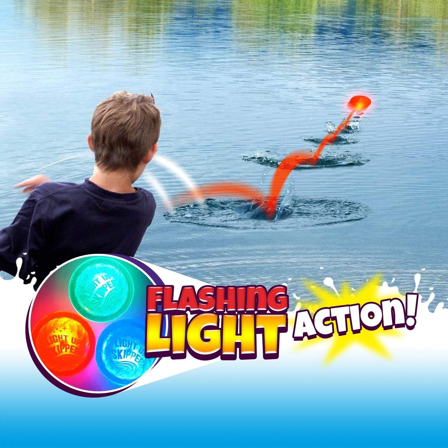 Splash Fun Light Up Water Skipper Disc Toy | Pool Toys | Beach