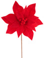 Fuzzy red poinsettia shaped pick spray.