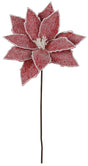 Red and white felt poinsettia pick stem. The middle of the poinsettia is white glitter.
