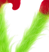 Pick spray designed to look like two furry green legs wearing red shoes.