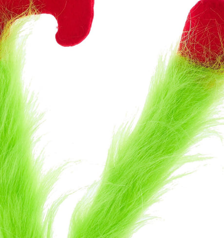 Pick spray designed to look like two furry green legs wearing red shoes.
