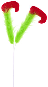 Pick spray designed to look like two furry green legs wearing red shoes.
