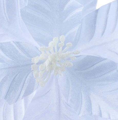 White floral pick spray shaped like a poinsettia.