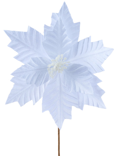 White floral pick spray shaped like a poinsettia.