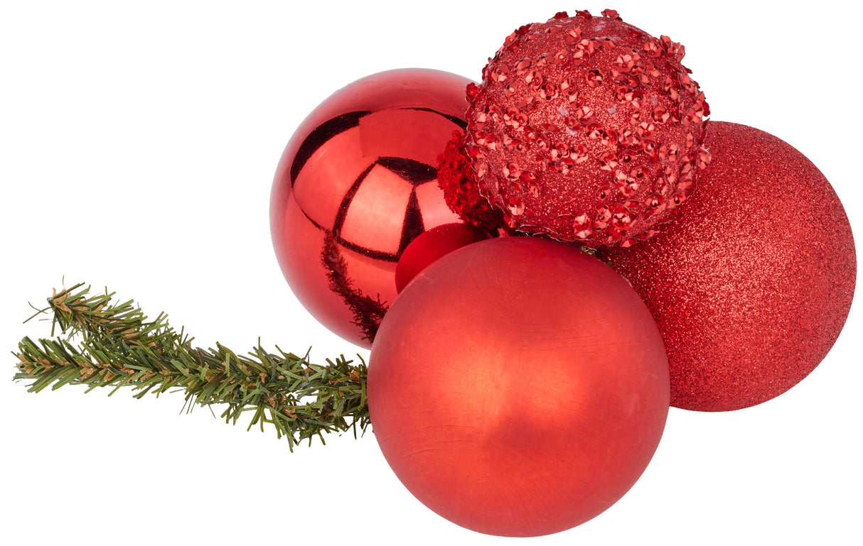 Red Sequin Glitter Ball Cluster Decoration