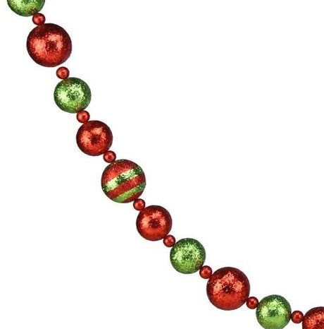 Glitter beaded garland in red and lime green.