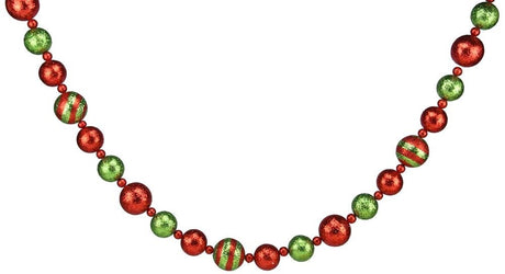 Glitter beaded garland in red and lime green.